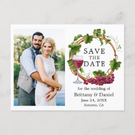 Wasserfarbene Weintrauben Foto Save the Date Postkarte