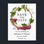 Wasserfarbene Weintrauben Waldbrand Save the Date Postkarte<br><div class="desc">Moderne elegante Wasserfarben Trauben und Weinreben Save the Date Hochzeitsankündigung Postkarte</div>