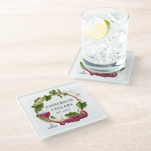 Wasserfarbene Weintrauben Weinname Weinkeller Glasuntersetzer