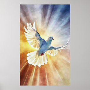 Wasserfarbene weiße Flying Dove Poster