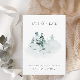 Wasserfarbene, weiße Pinienbäume Hochzeit Save The Date