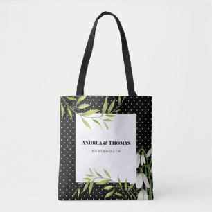 Wasserfarbene weiße Schneeröcke und Laurel Polka D Tasche