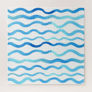 Wasserfarbene Wellen: Blau Türkis Nahtlos.