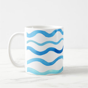 Wasserfarbene Wellen: Blau Türkis Nahtlos. Kaffeetasse