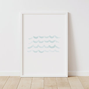 Wasserfarbene Wellen Strand-Kinderzimmer-Dekoratio Poster