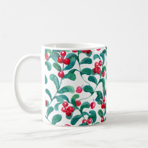Wasserfarbene Wildbeeren, nahtloses Muster. Kaffeetasse
