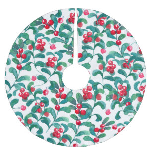 Wasserfarbene Wildbeeren, nahtloses Muster. Polyester Weihnachtsbaumdecke