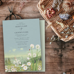Wasserfarbene Wildblume Bergwelt Hochzeit Einladung