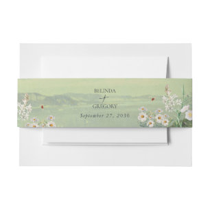 Wasserfarbene Wildblume Bergwelt Hochzeit Einladungsbanderole