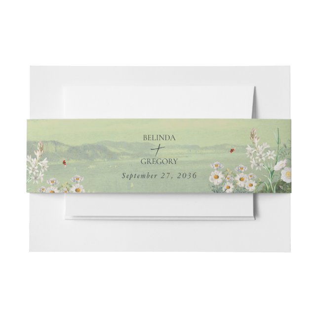 Wasserfarbene Wildblume Bergwelt Hochzeit Einladungsbanderole (Vorderseite Beispiel)