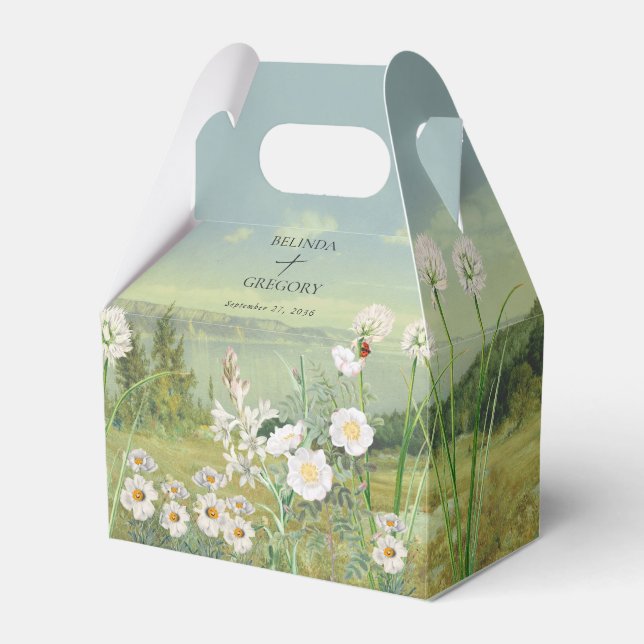 Wasserfarbene Wildblume Bergwelt Hochzeit Geschenkschachtel (Vorderseite)