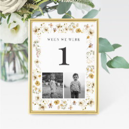 Wasserfarbene Wildblume Hochzeitalter Tischnummer