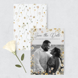 Wasserfarbene Wildblume Hochzeitsstich Foto Save t The Date