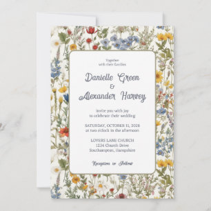 Wasserfarbene Wildblume Wiesen Hochzeit einladen Einladung