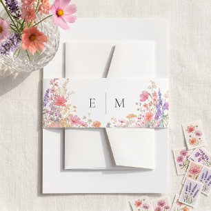 Wasserfarbene Wildblumen-Hochzeit Einladungsbanderole