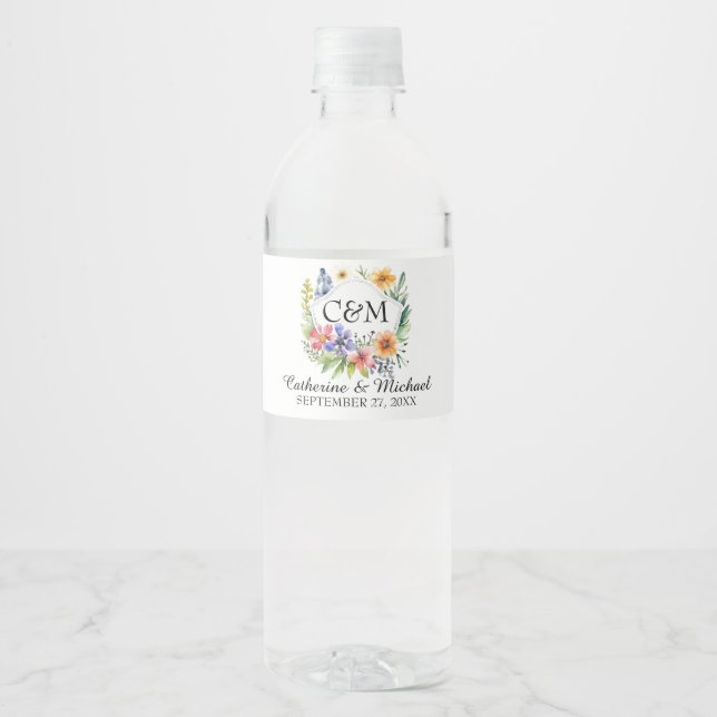Wasserfarbene Wildblumen Hochzeit im Garten (Vorderseite)