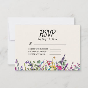 Wasserfarbene Wildblumen-Hochzeit RSVP Karte