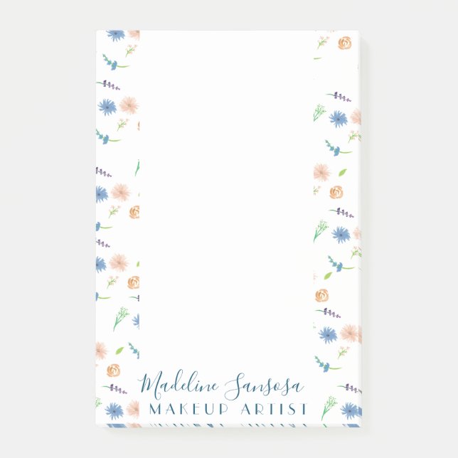 Wasserfarbene Wilde Blume Botanischer Veranstaltun Post-it Klebezettel (Vorderseite)