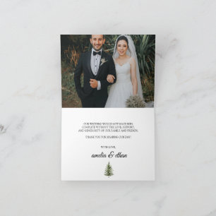 Wasserfarbene Winterhochzeit im Wald Dankeskarte