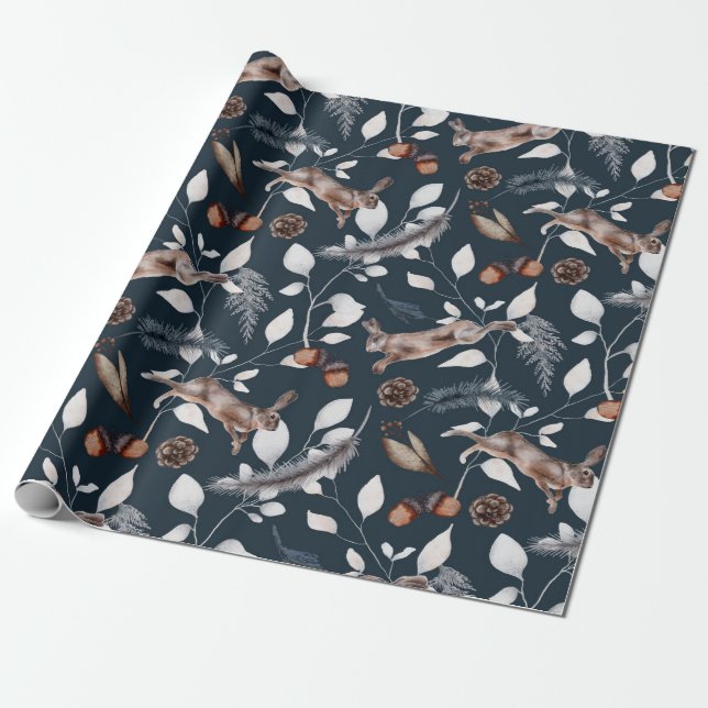Wasserfarbene Winterhütte Geschenkpapier (Ungerollt)