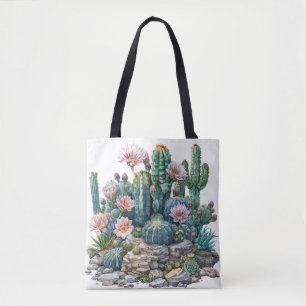 Wasserfarbene Wüste Blume Kakteen. Tasche