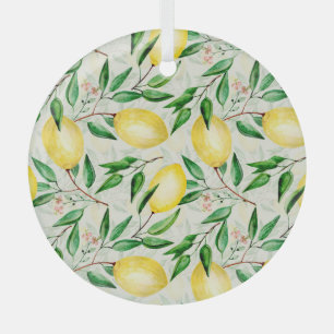 Wasserfarbene Zitronen, nahtlose Fruchtmuster. Ornament Aus Glas