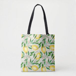 Wasserfarbene Zitronen, nahtlose Fruchtmuster. Tasche