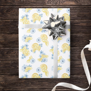 Wasserfarbene Zitronen und Blume Geschenkpapier
