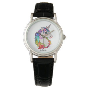 Wasserfarbeneintöne mit Regenbogenhaar Armbanduhr