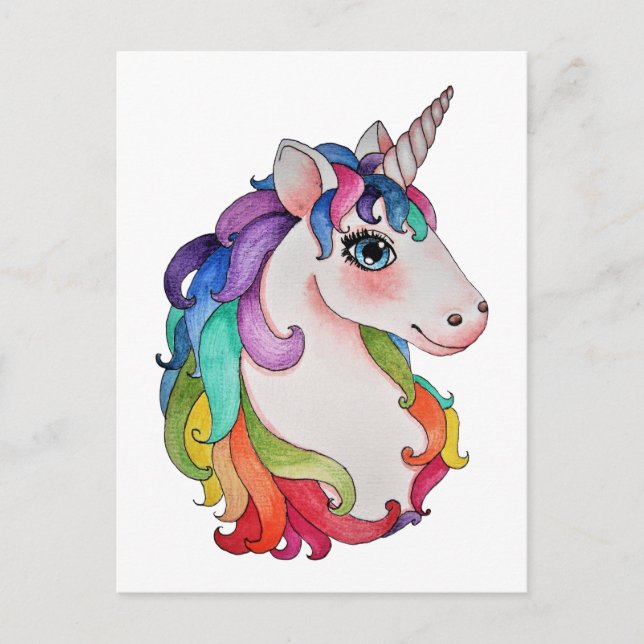 Wasserfarbeneintöne mit Regenbogenhaar Postkarte (Vorderseite)