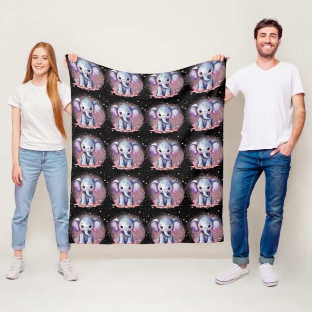 WasserfarbenElefant mit modernem Design Fleecedecke (Beispiel)
