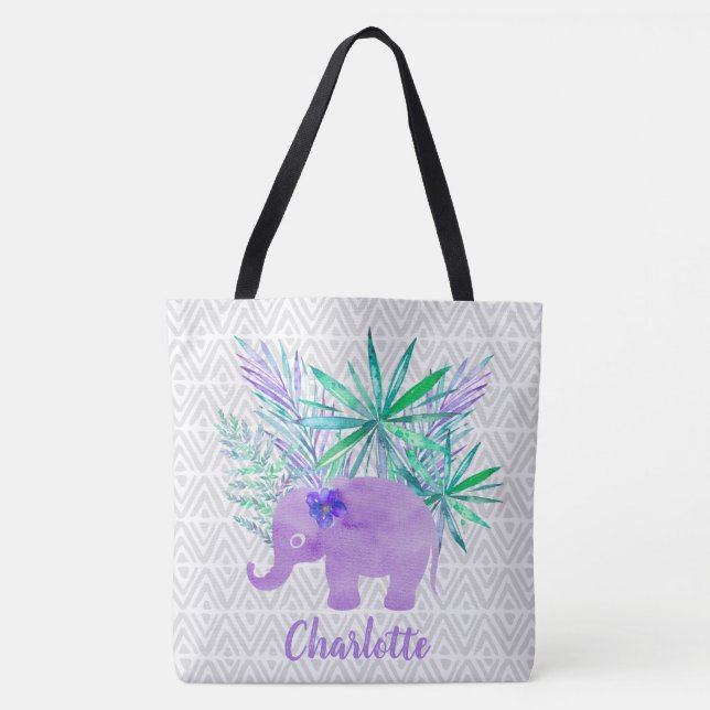WasserfarbenElephant Jungle Shibori Primitive Tasche (Vorderseite)