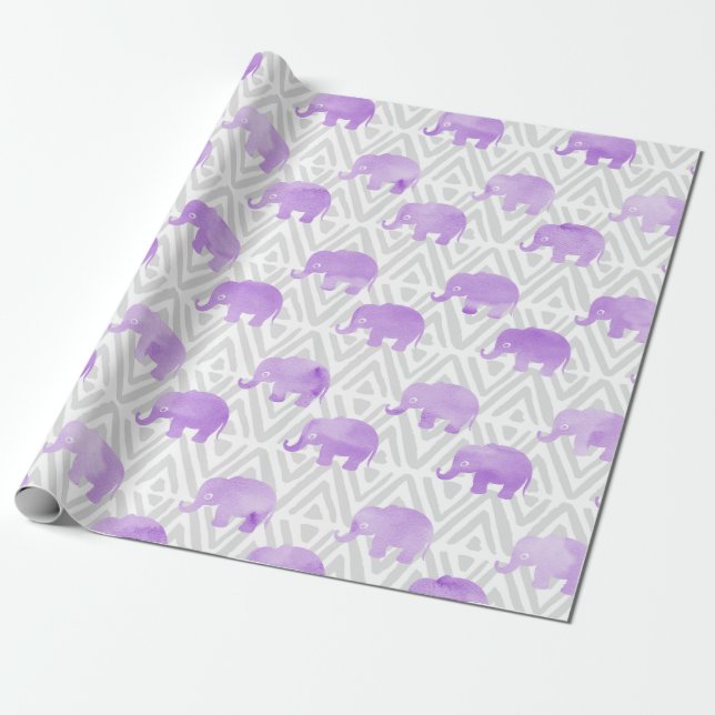 WasserfarbenElephant Shibori Primitive Zickzack Geschenkpapier (Ungerollt)