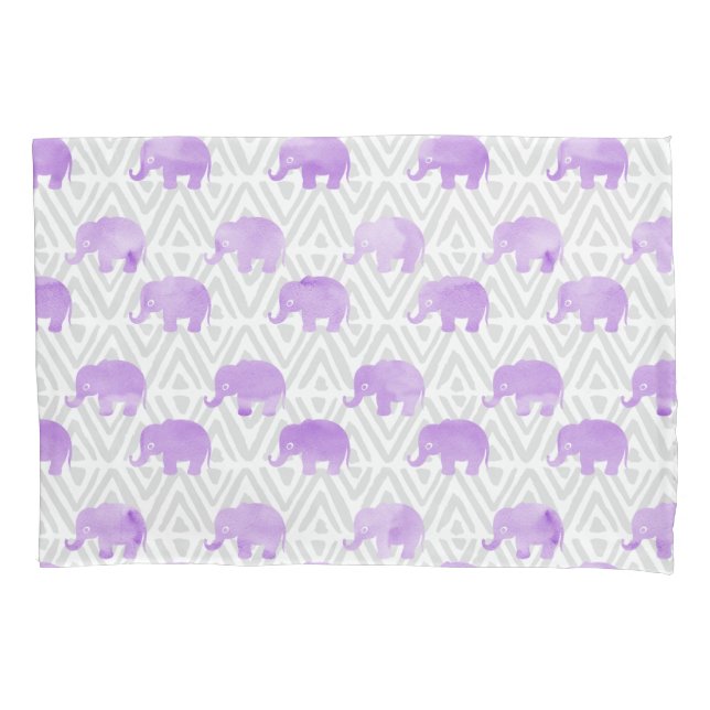 WasserfarbenElephant Shibori Primitive Zickzack Kissenbezug (Vorderseite)