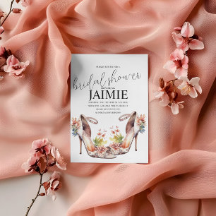Wasserfarbenen Hochzeitsschuhe Florale Brautparty Einladung