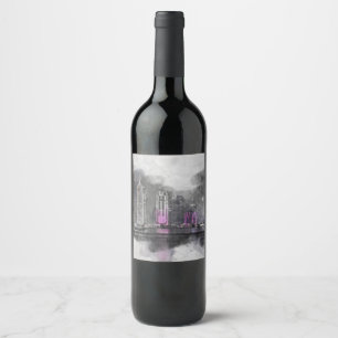 Wasserfarbener Abend Katar Weinkarte - Elegante Do Weinetikett