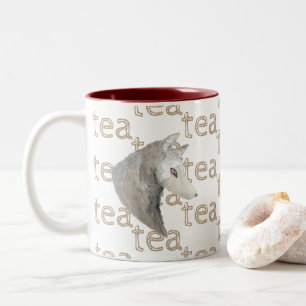 Wasserfarbener Artistischer Grauer Wolf Wilder Tie Zweifarbige Tasse