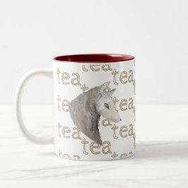 Wasserfarbener Artistischer Grauer Wolf Wilder Tie Zweifarbige Tasse
