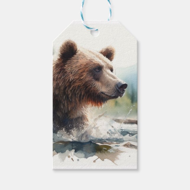Wasserfarbener Bär Wilhelm Tell Geschenkanhänger (Vorderseite)