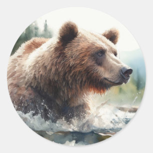 Wasserfarbener Bär Wilhelm Tell Runder Aufkleber