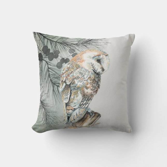 Wasserfarbener Barn Bwl Bird Nature Kissen (Vorderseite)