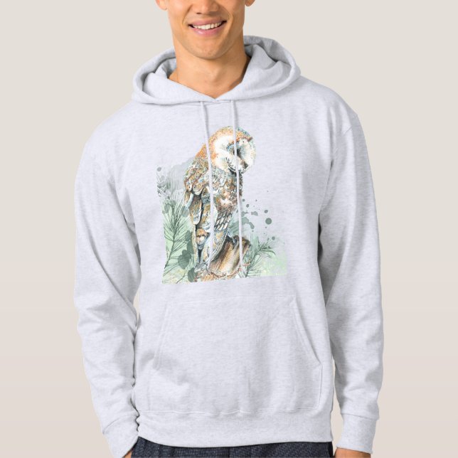 Wasserfarbener Barn Bwl Vogel Natur Hoodie (Vorderseite)
