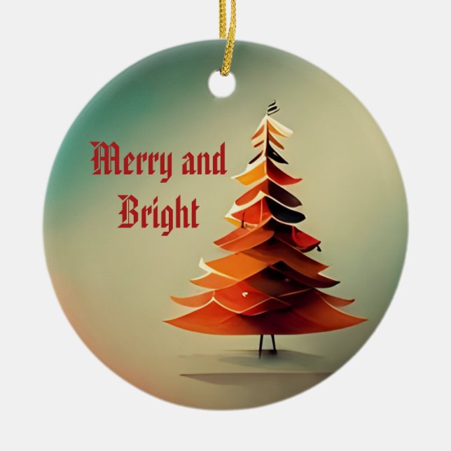 Wasserfarbener Baum Ornament (Vorne)