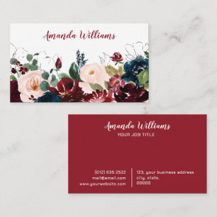 Wasserfarbener Blumengarten Feminine Business Card Visitenkarte