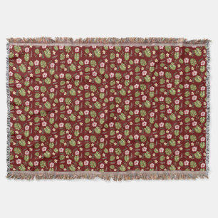 Wasserfarbener Blumenmuster roter Wurfdecke Decke