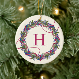 Wasserfarbener Blumenreath Anfänger Weihnachten Keramik Ornament