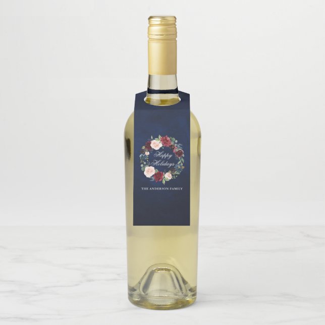 Wasserfarbener Blumenstrauß Rodelbahn Flaschenanhänger (Auf Flasche)