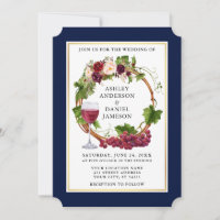 Wasserfarbener Blumenstrauß Weintrauben Wreath Blu