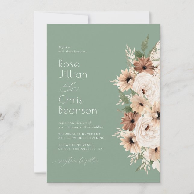 Wasserfarbener Boho Blume Sala Einladung (Vorderseite)