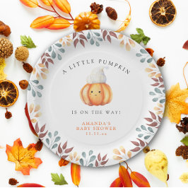 Wasserfarbener Cartoon Kürbis in die Kinderdusche Pappteller